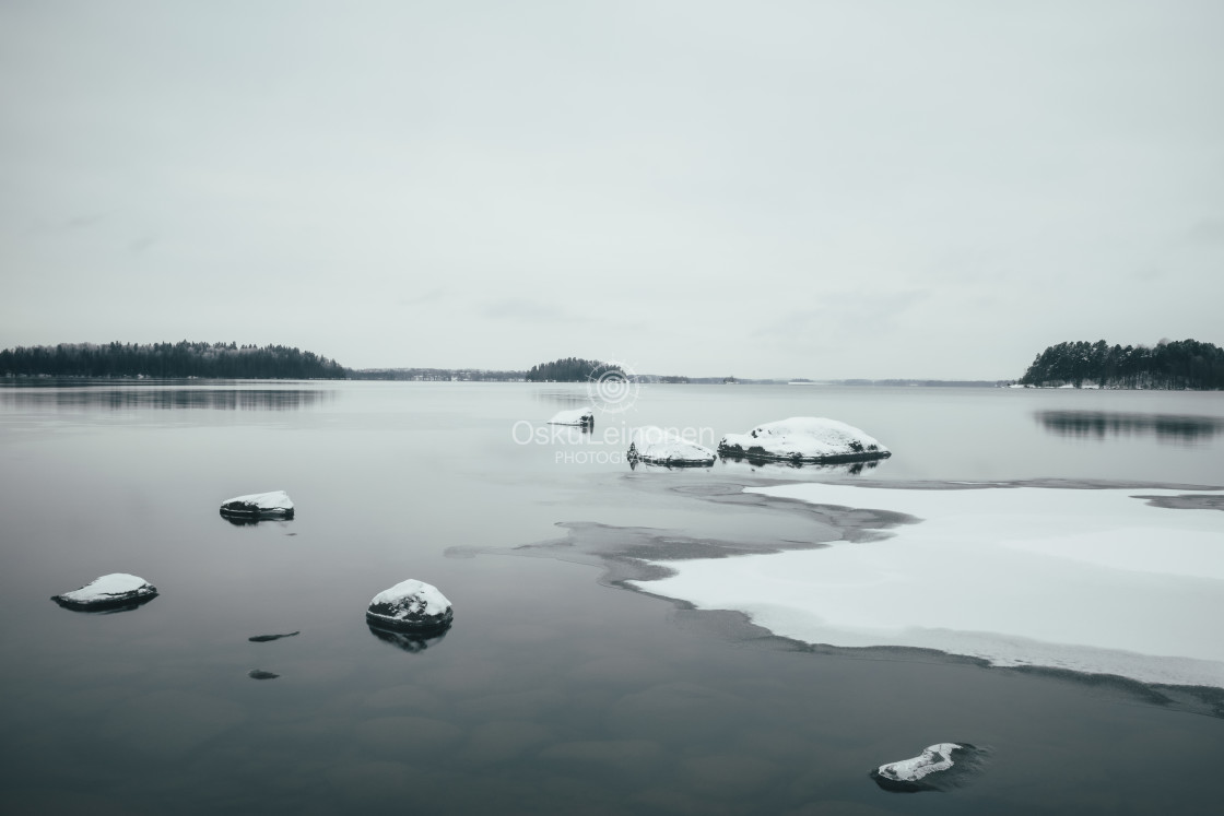 "Snowy Lake View VII (Rocks)" stock image