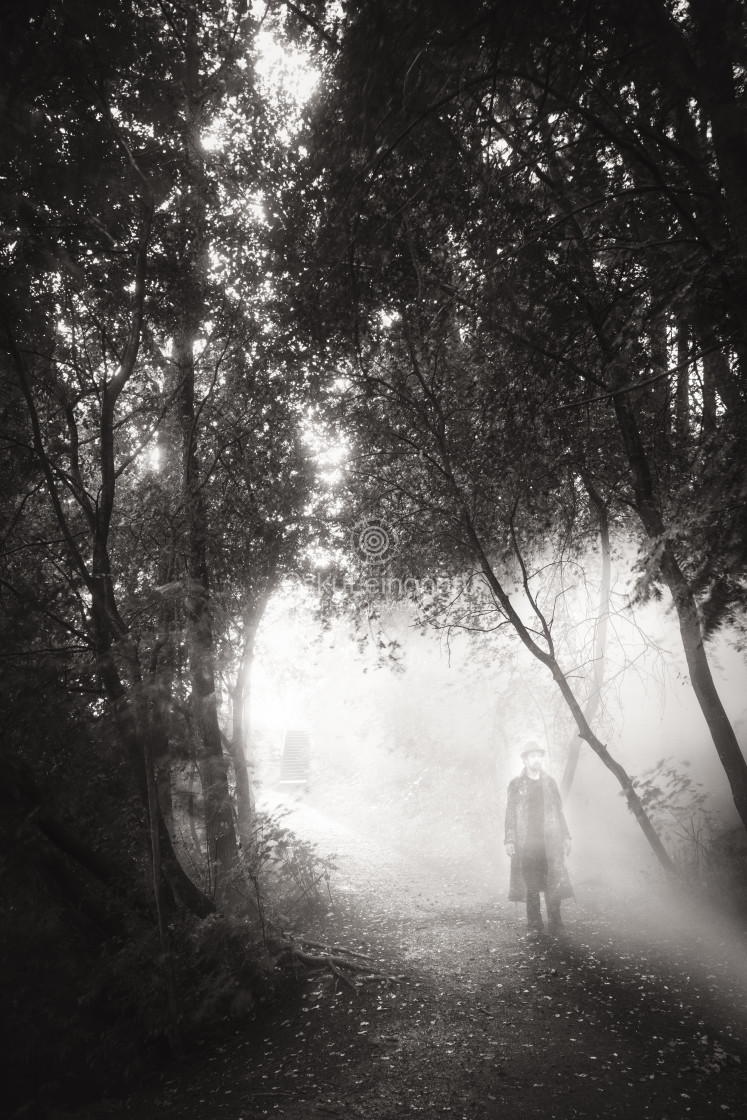 "Walk Through Rain I (Sunrays)" stock image