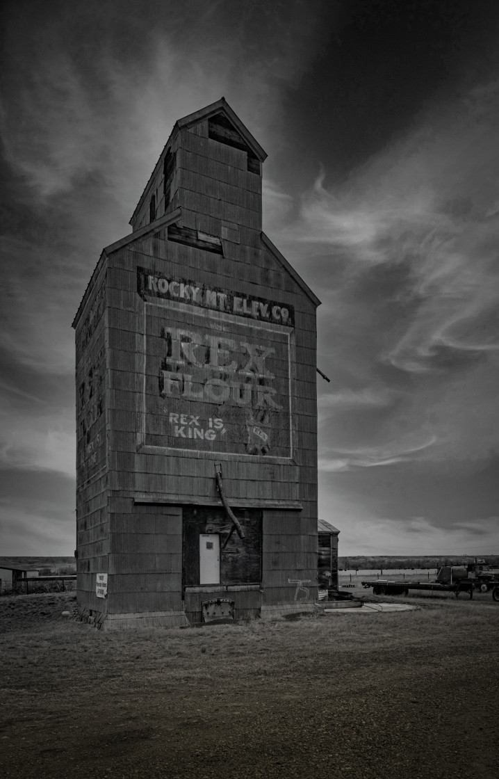 "Grain Elevator Fort Shaw Montana" stock image