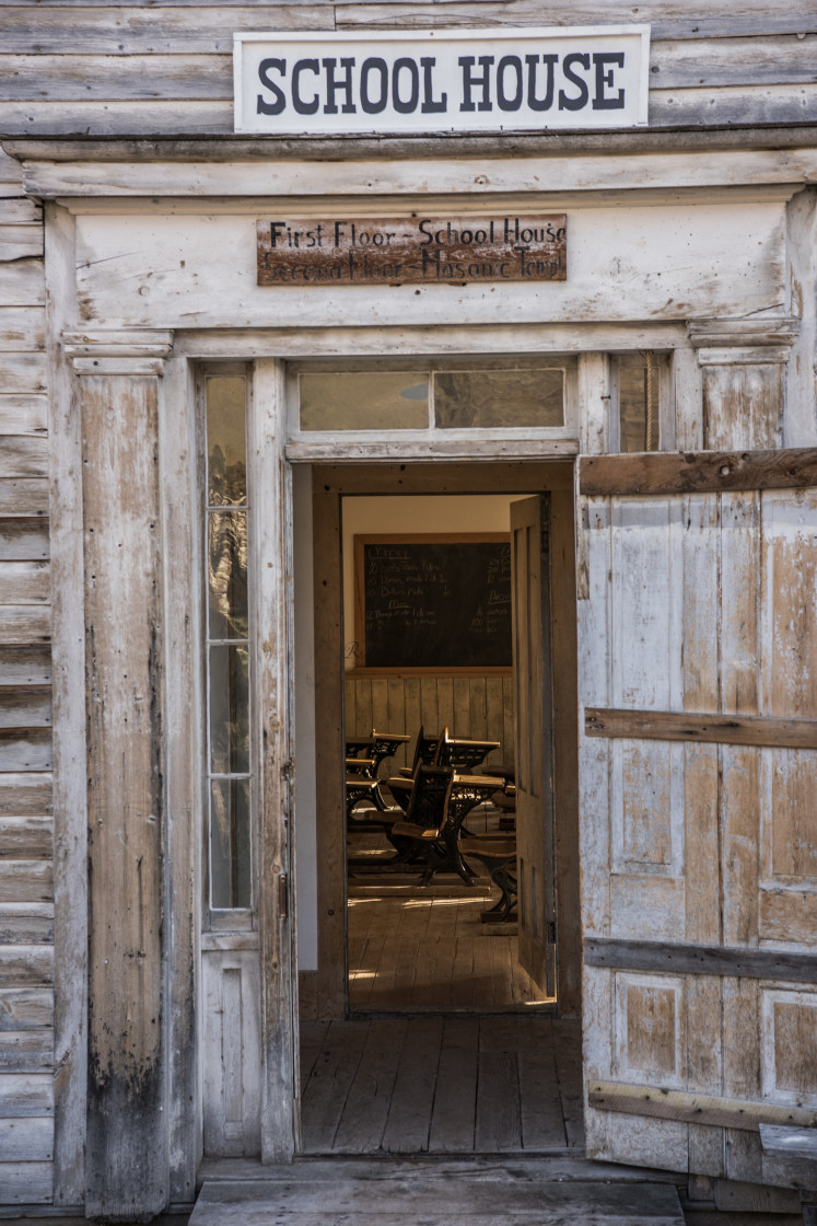 "School house in Bannack Montana" stock image