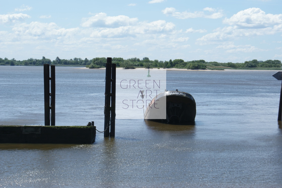 "Blankenese Elbstrand with wreck" stock image