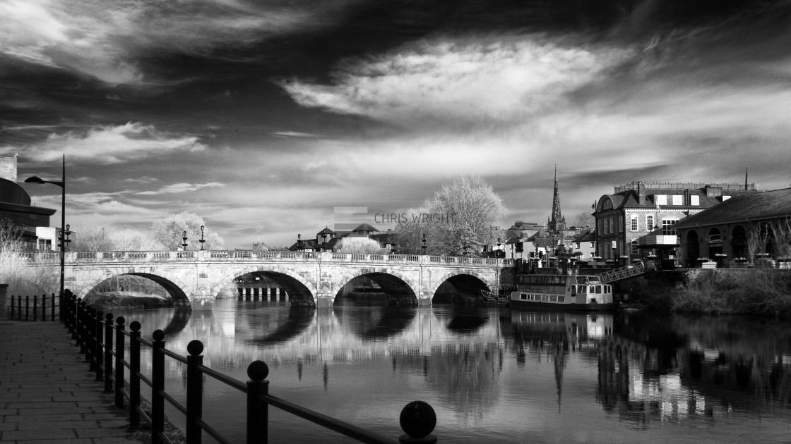 "The Welsh Bridge, Shrewsbury" by Chris Wright - £40.00 "The Welsh Bridge, Shrewsbury" stock image