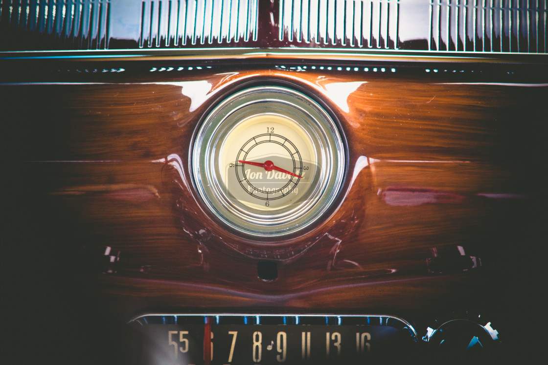 "Vintage Car Stereo and Clock" stock image