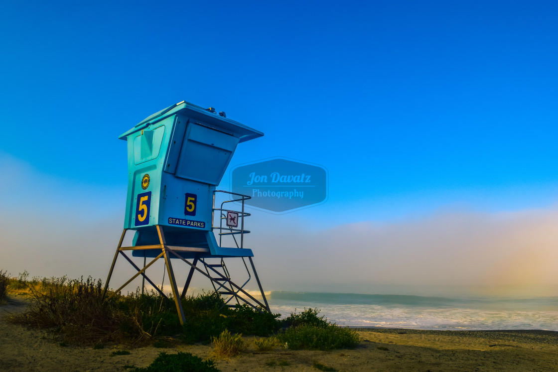 "Lifeguard Tower and fog" stock image