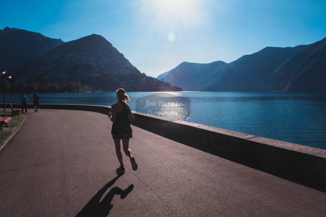 "Lago di Lugano with Monte Bre" stock image