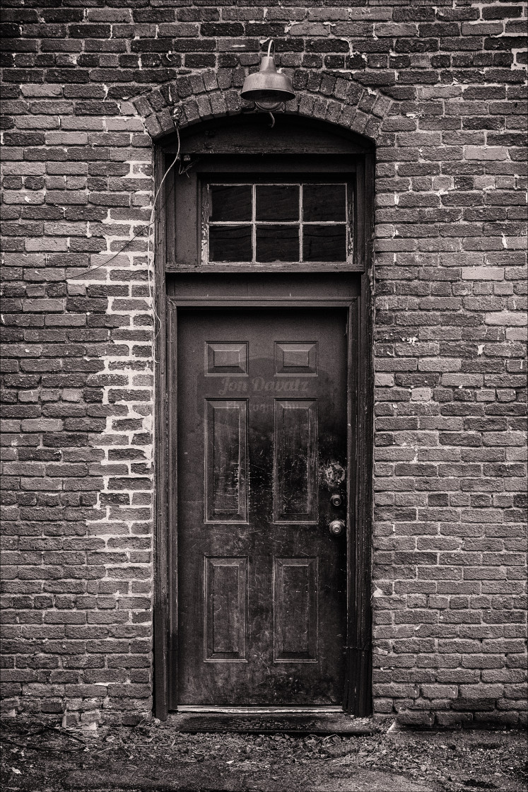 "Old door in B&W" stock image