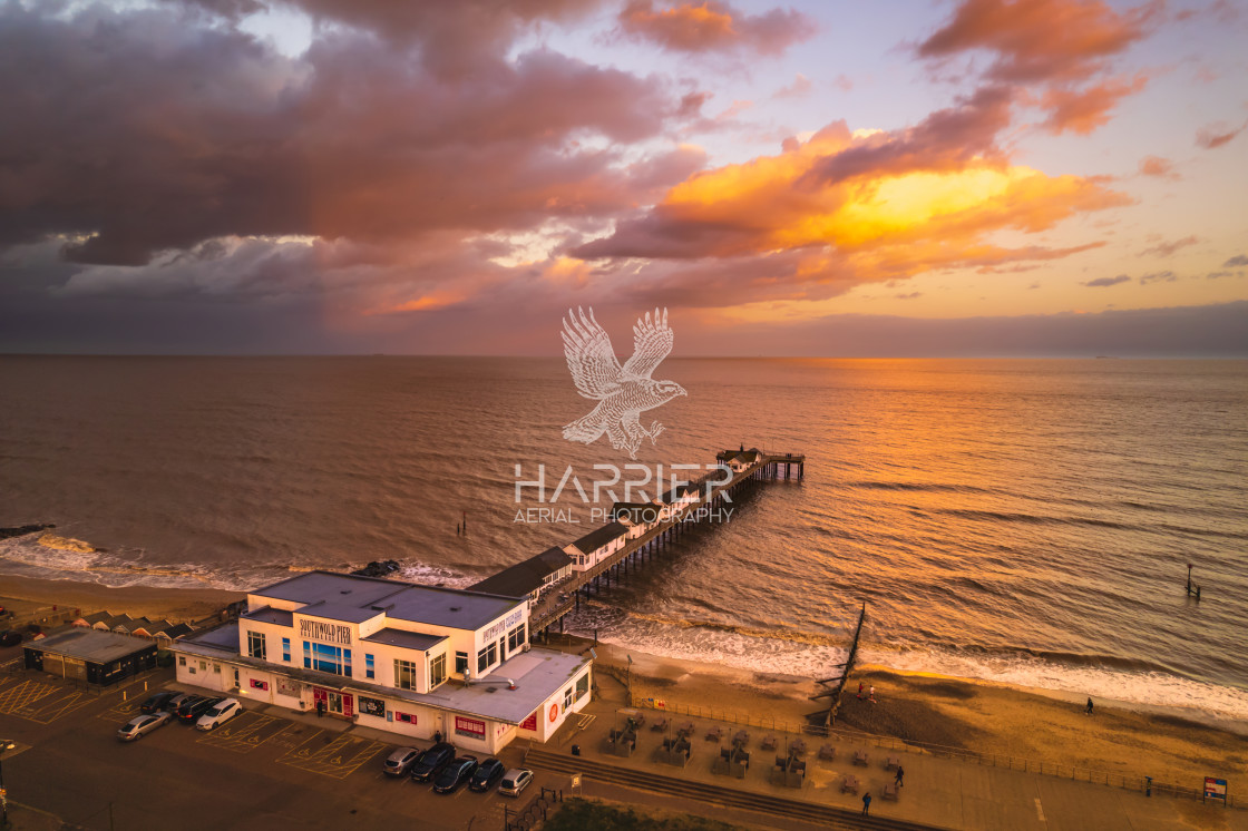 "Southwold Pier under a Moody Sky" stock image