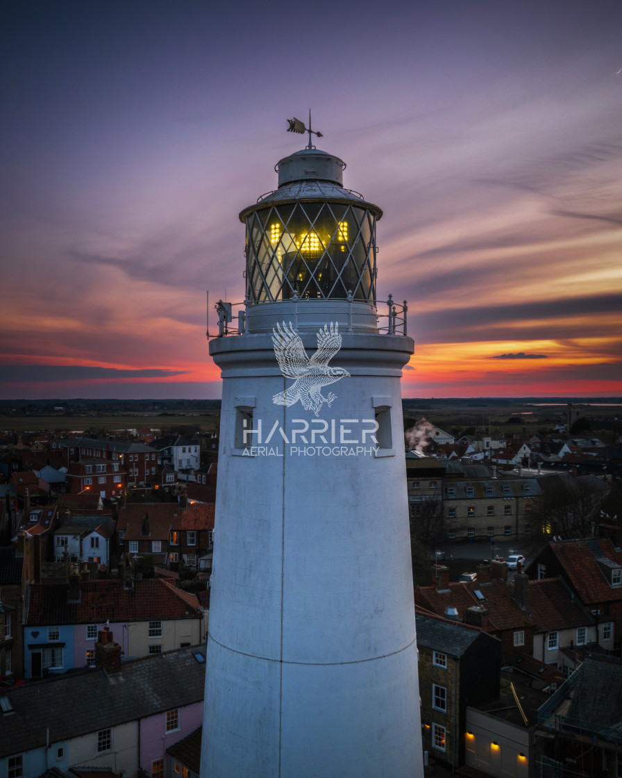 "Sunset behind Southwold Lighthouse (Portrait)" stock image