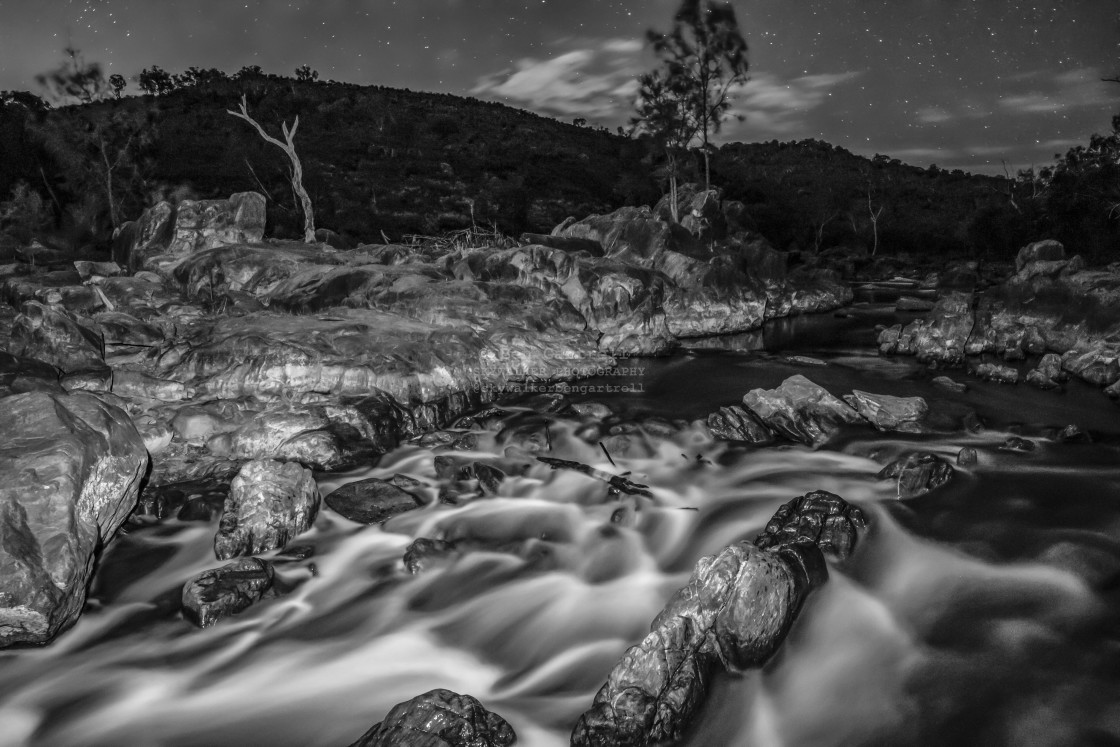"rocky rapids at night (b&w)" by SKYWALKER - $1.26 "rocky rapids at night (b&w)" stock image