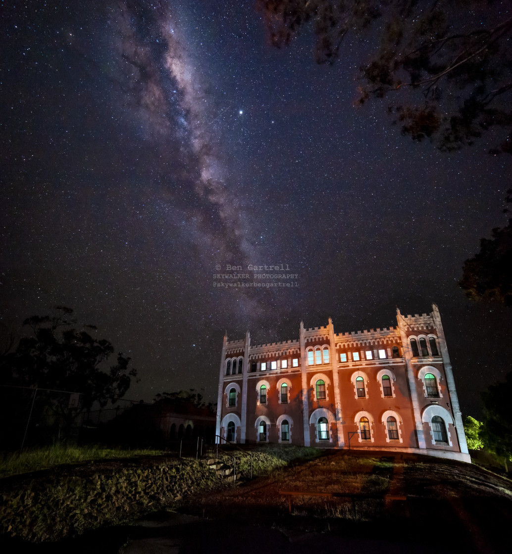 "starry night over old building" by SKYWALKER - $1.26 "starry night over old building" stock image