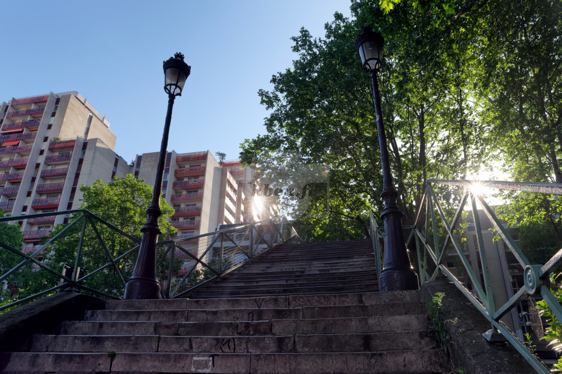 "Canal Saint Martin staircases" stock image