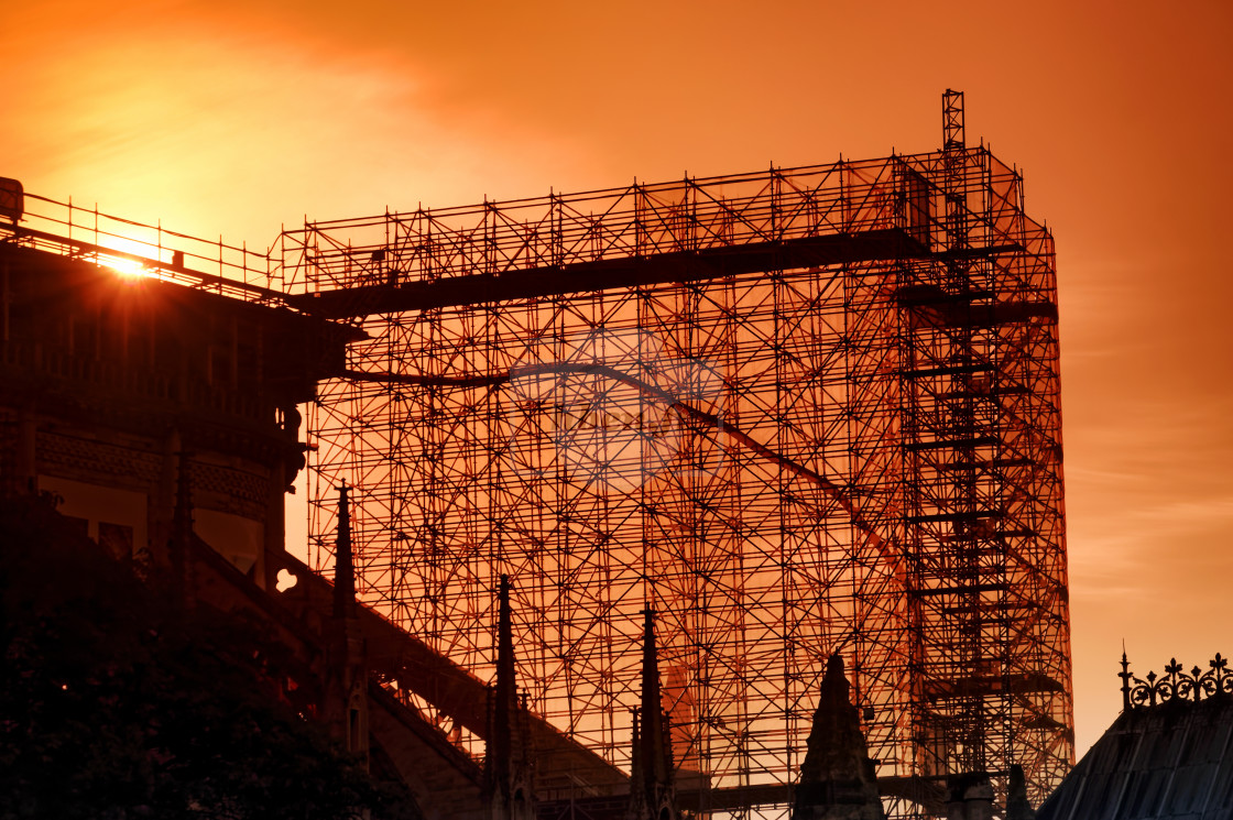 "Notre Dame scaffolding" stock image