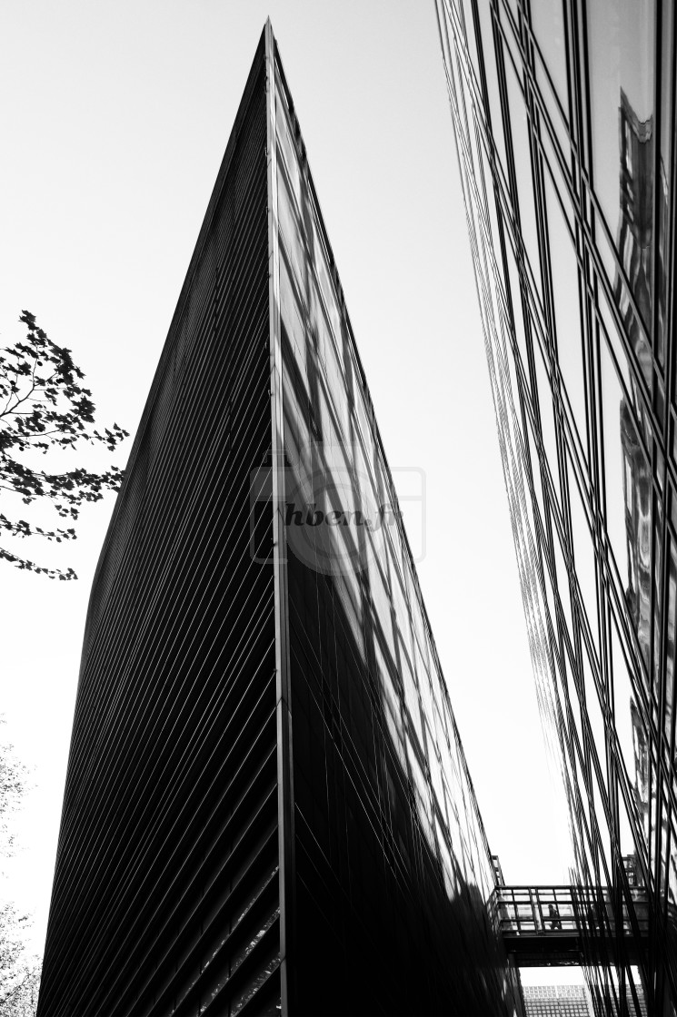 "Glass tower reflection in Paris city" stock image