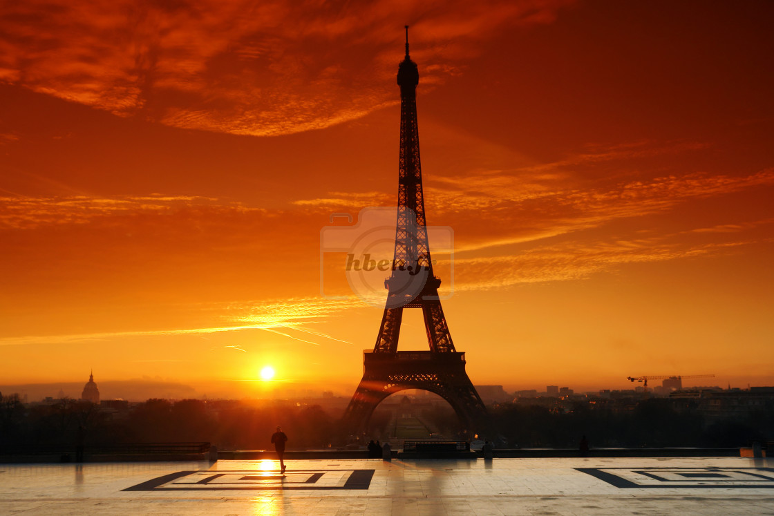 "Running on Trocadero square" stock image