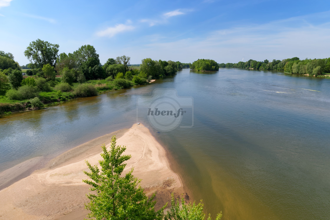 "Sand bank in Loire river" stock image