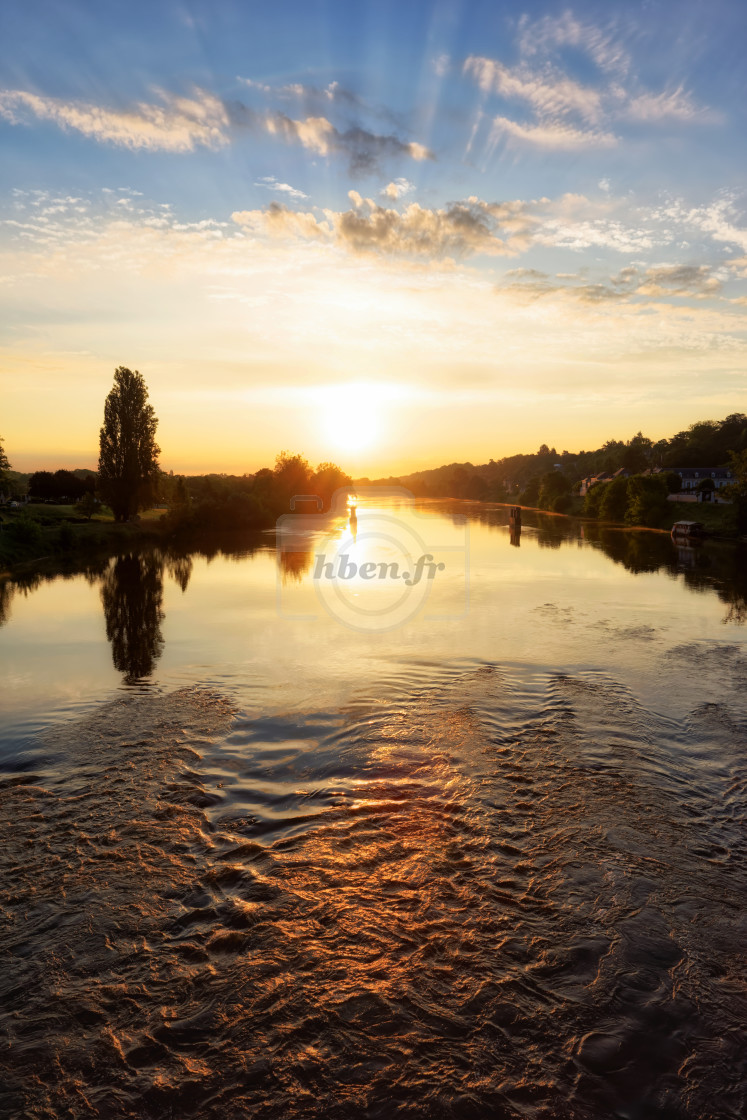 "Loire river sunrise" stock image