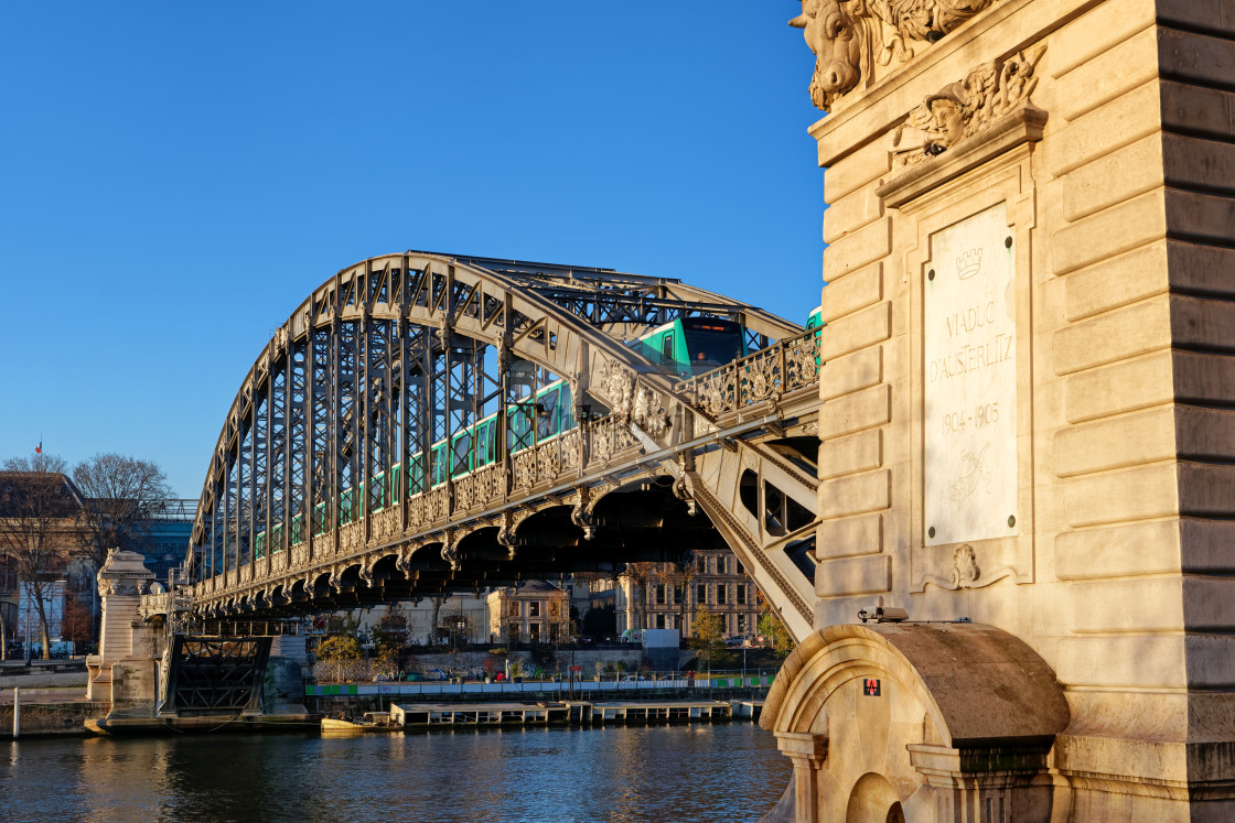 "Subway train on Austerlitz viaduct" stock image