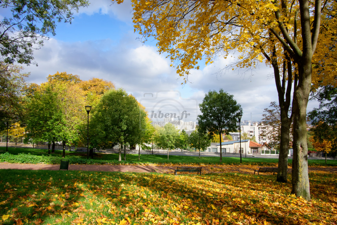 "Autumn in the red suburb" stock image