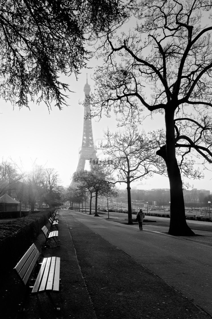 "Public benches in the Trocadero garden" stock image