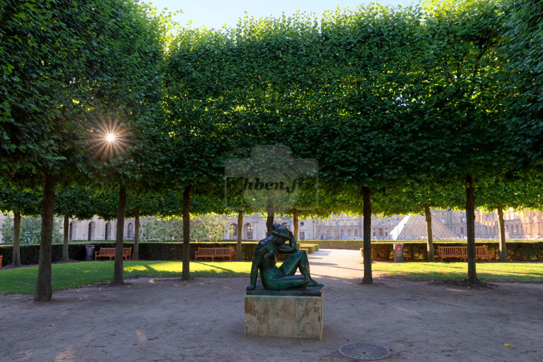 "Tuileries garden in Paris city" stock image