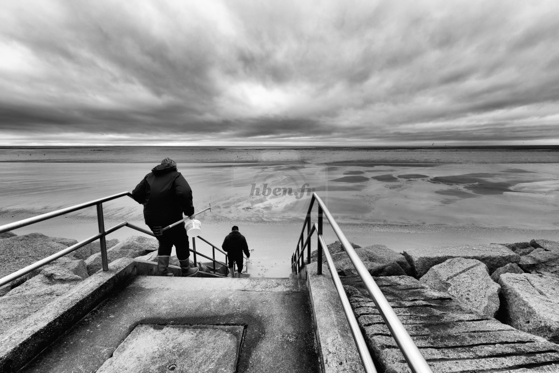 "Walk and go fishing on foot" stock image