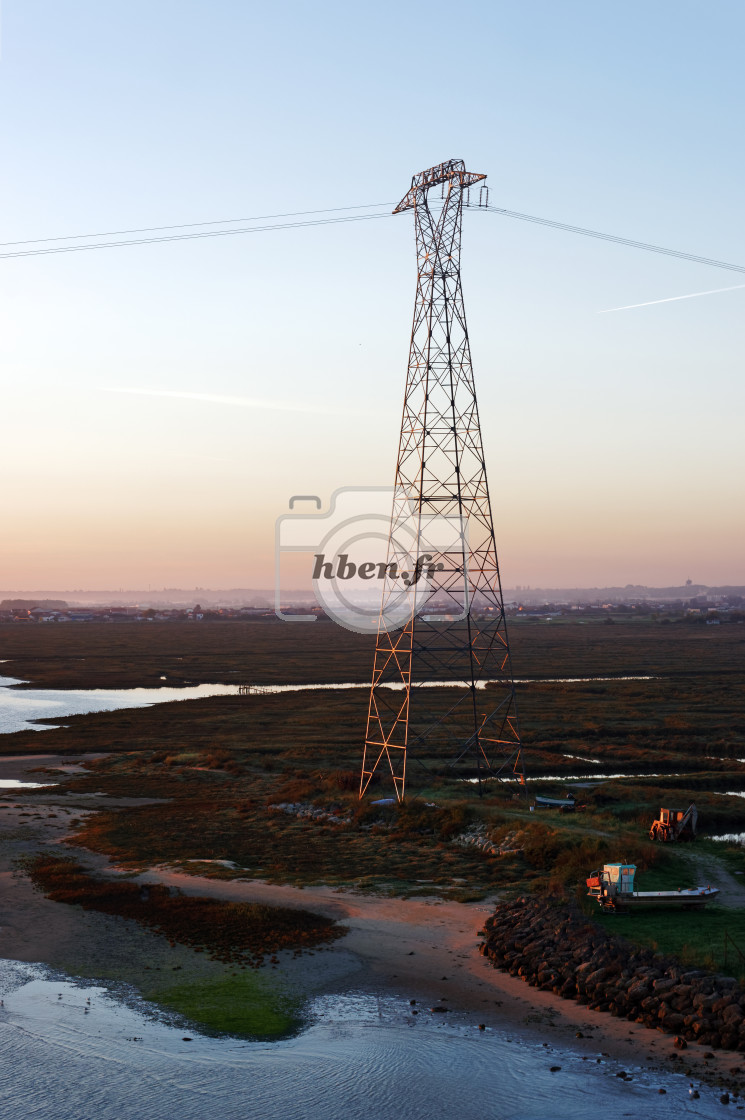 "High voltage power line" stock image