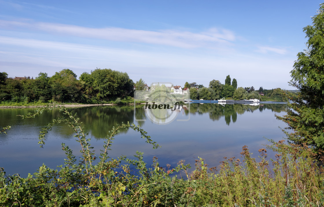 "Barge on Seine river" stock image