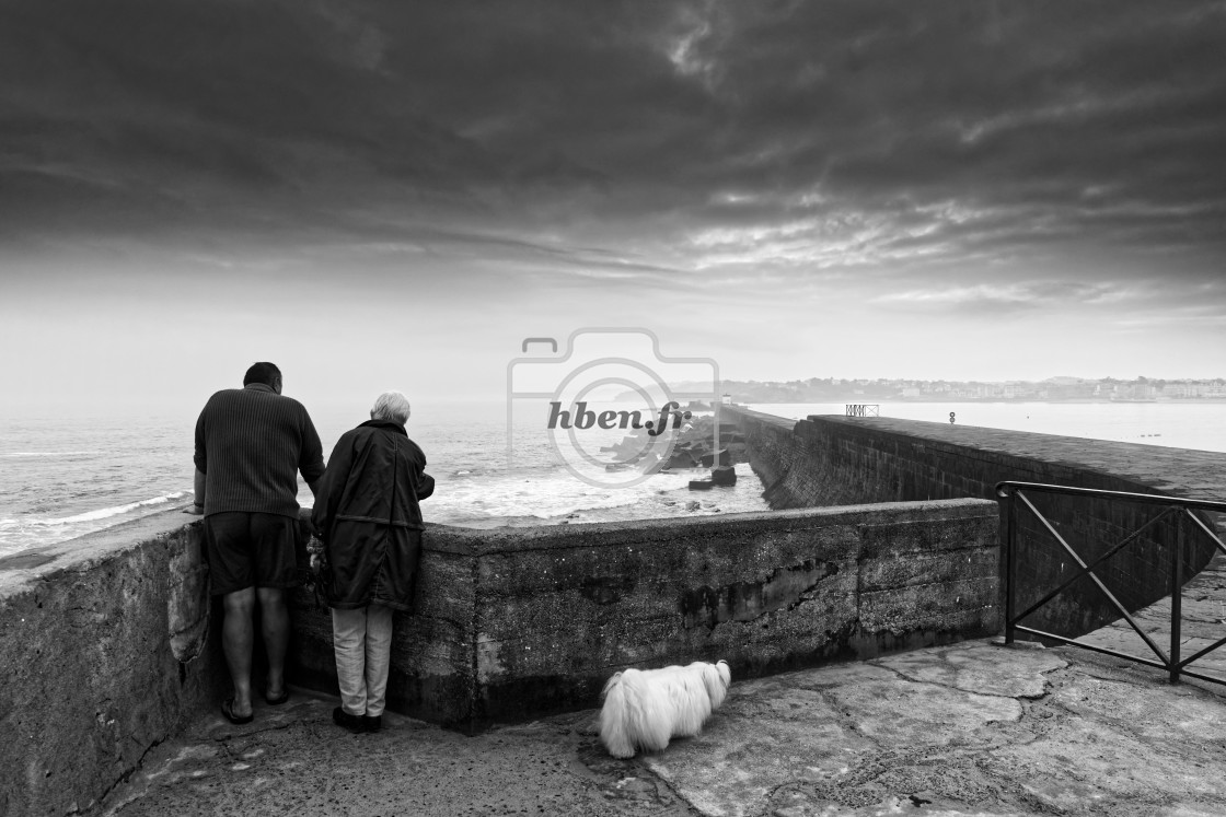 "Socoa coast in black and white" stock image