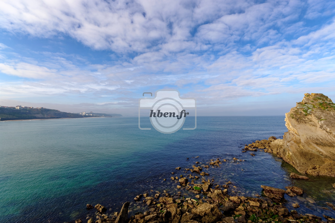 "Biarritz rocky coast" stock image