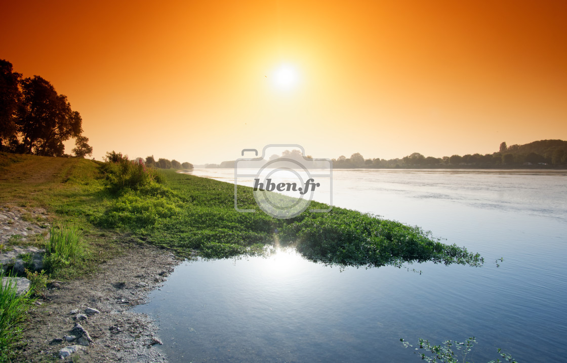 "Loire river sunrise" stock image