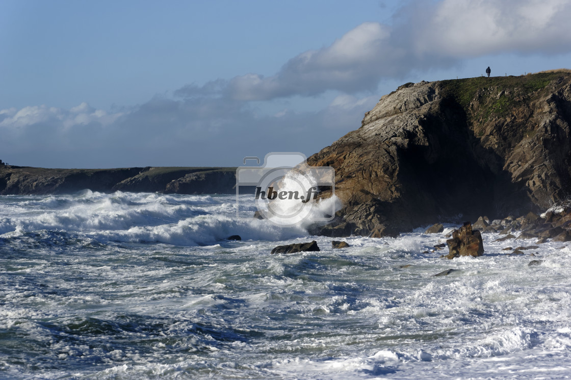 "Waves at the Quiberon wild coast" stock image