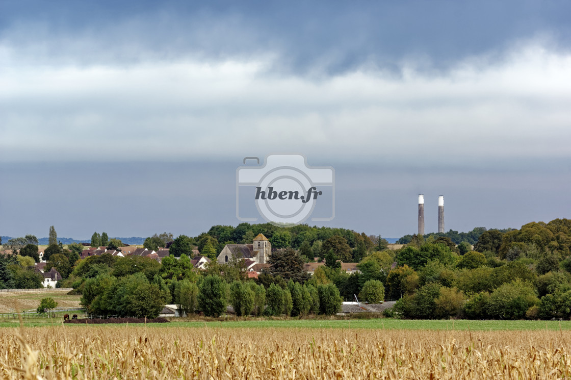 "The church and the chimneys" stock image