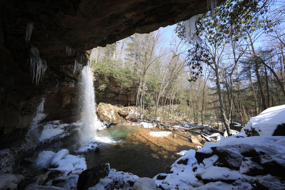 "Icy Cucumber Falls" stock image