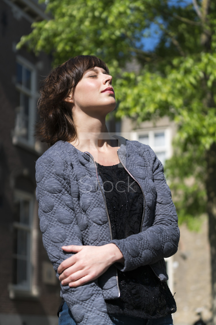 "Daydreaming and enjoying sunlight" stock image