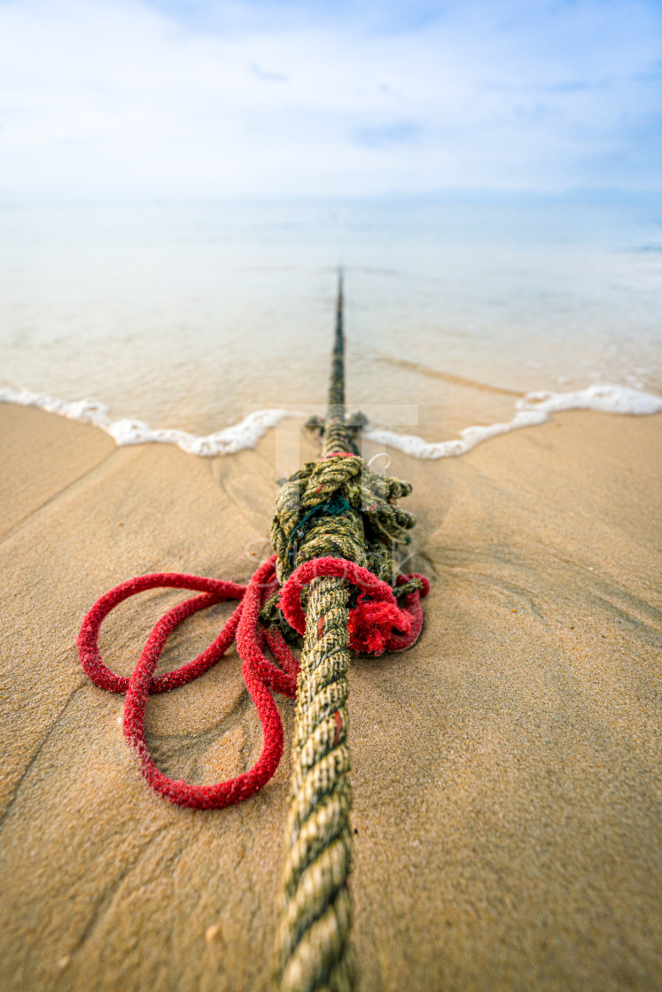 "Red knotted ships rope 3" stock image