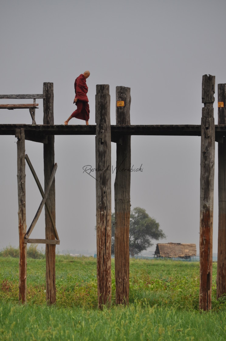 "Monk on the Bridge 2" stock image