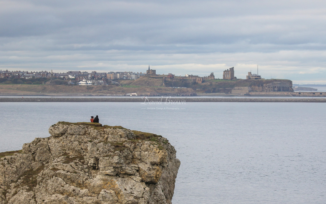 "A distant view of Tynemouth" stock image