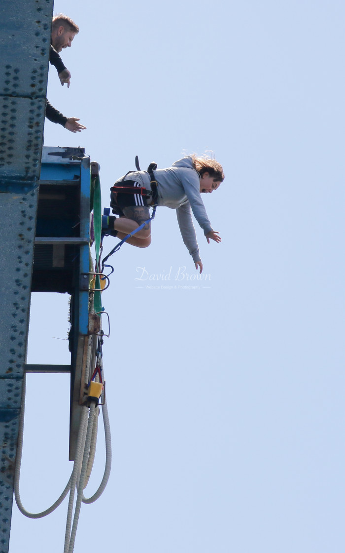 "Bungee jumping off the Transporter Bridge" stock image