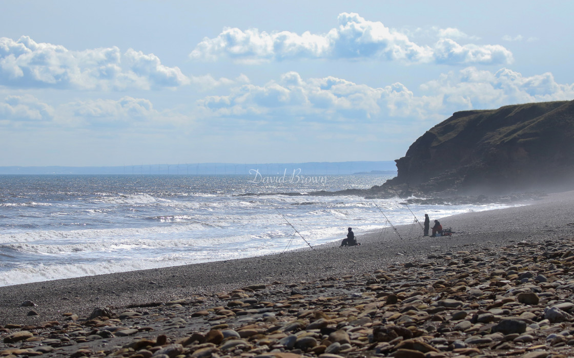 "Fishing at Dawdon Blast" stock image