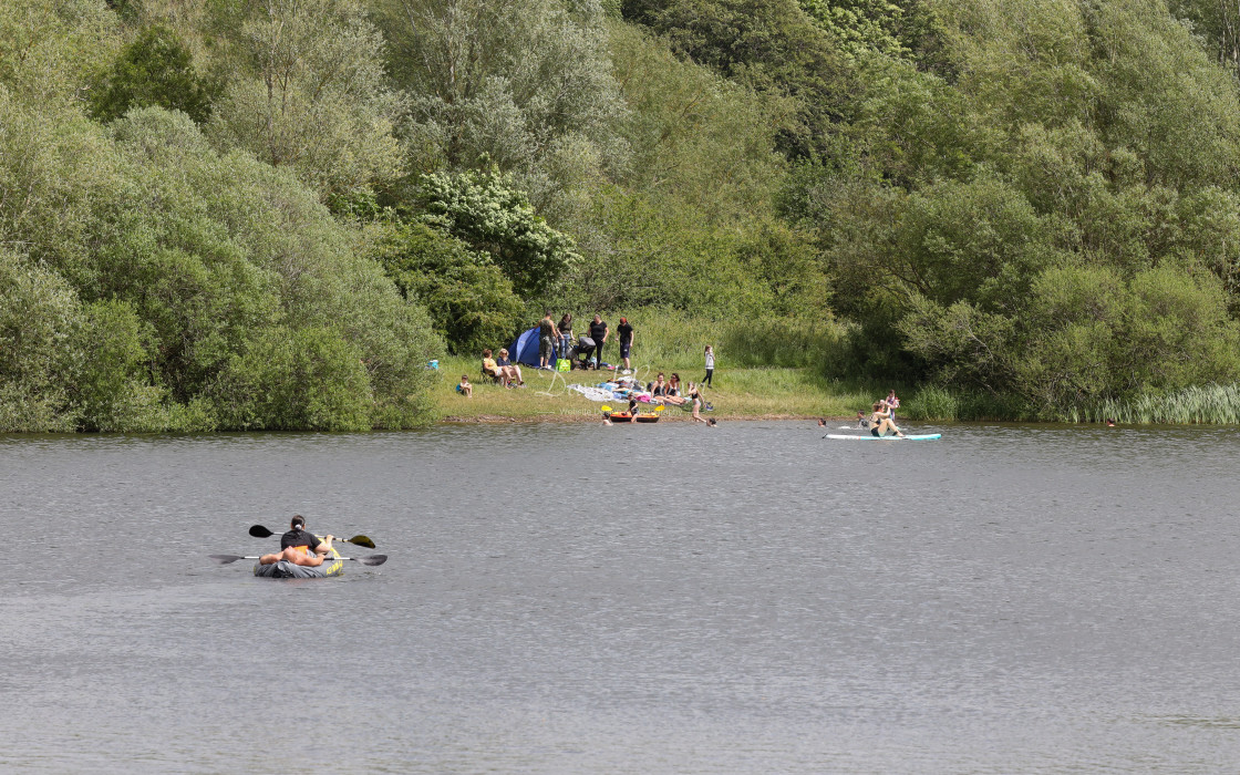 "People at Escomb Lake" stock image