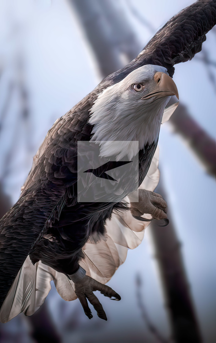 "Bald Eagle in flight" stock image