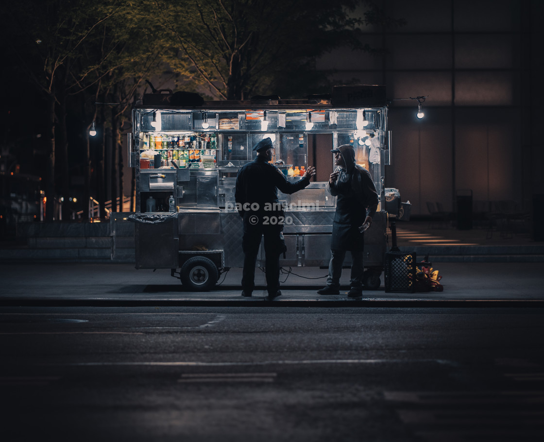 "Hot-dog cart in NYC" stock image