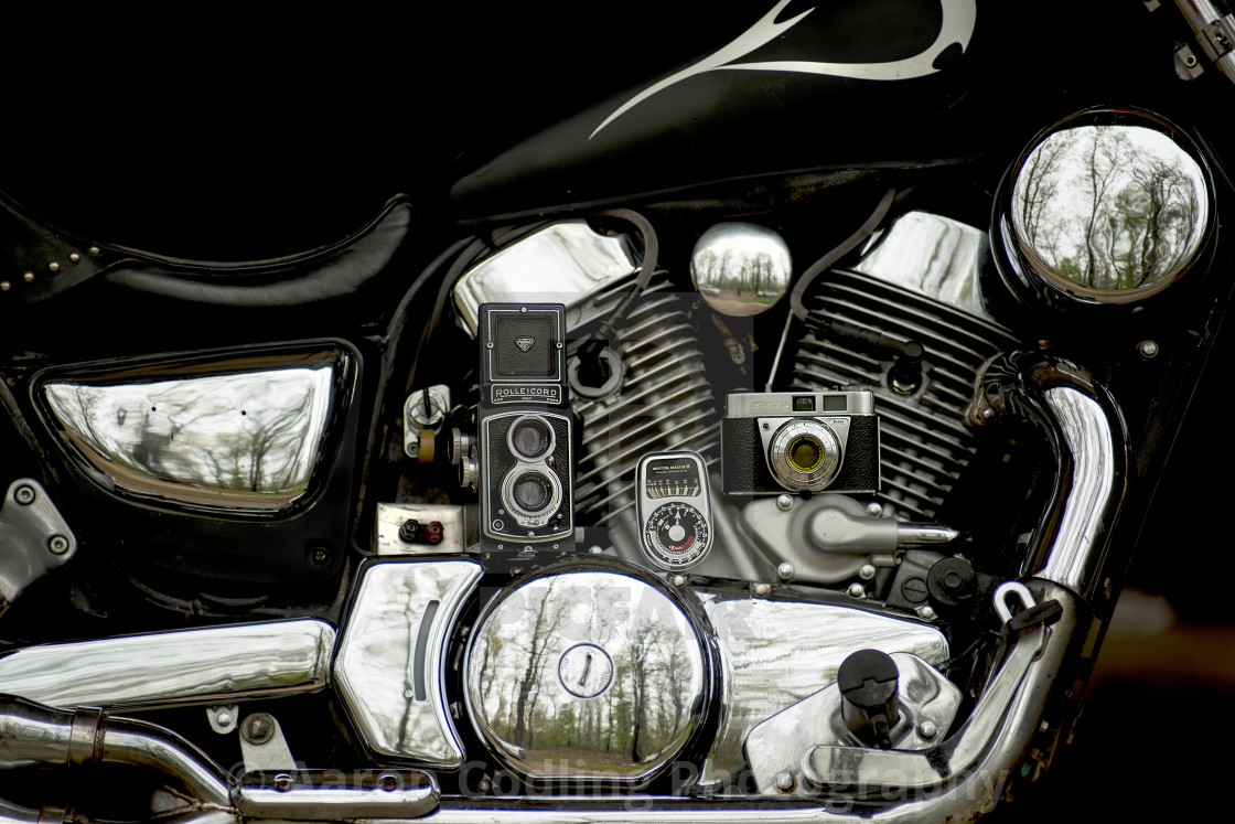 "Vulcan with vintage cameras" stock image