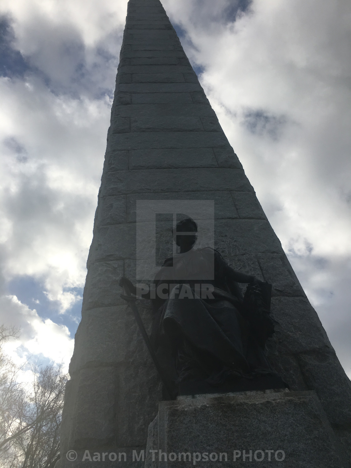 "Looking up at the Civil War Obelisk" stock image