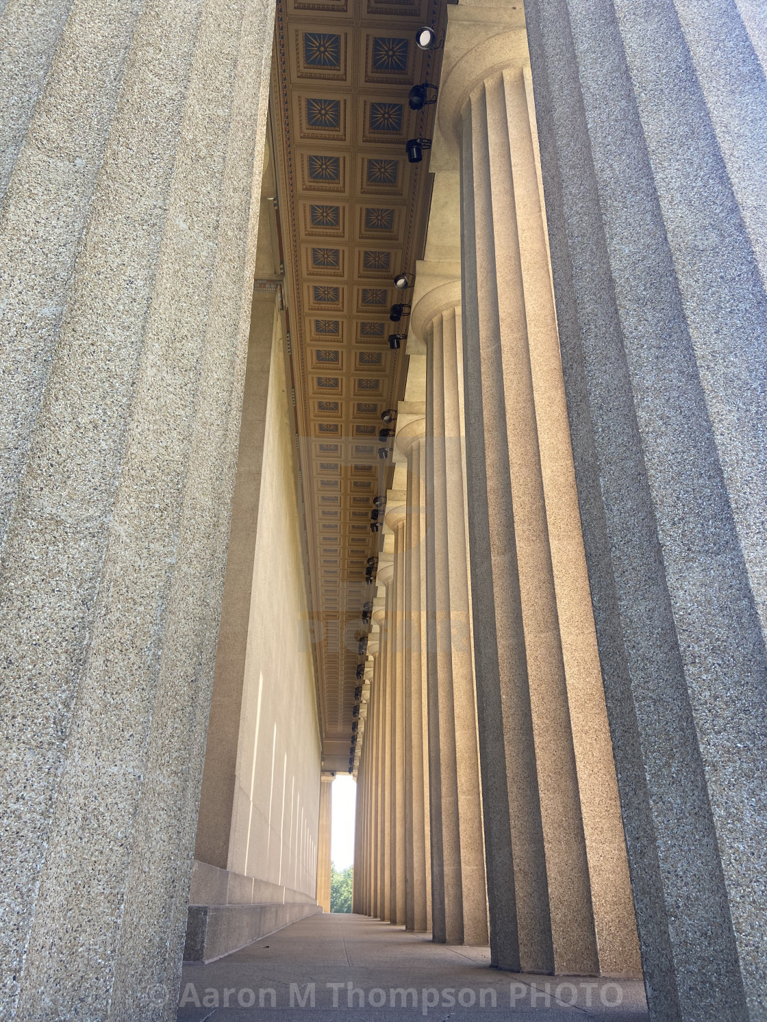 "Looking down the Columns- Nashville Parthenon" stock image