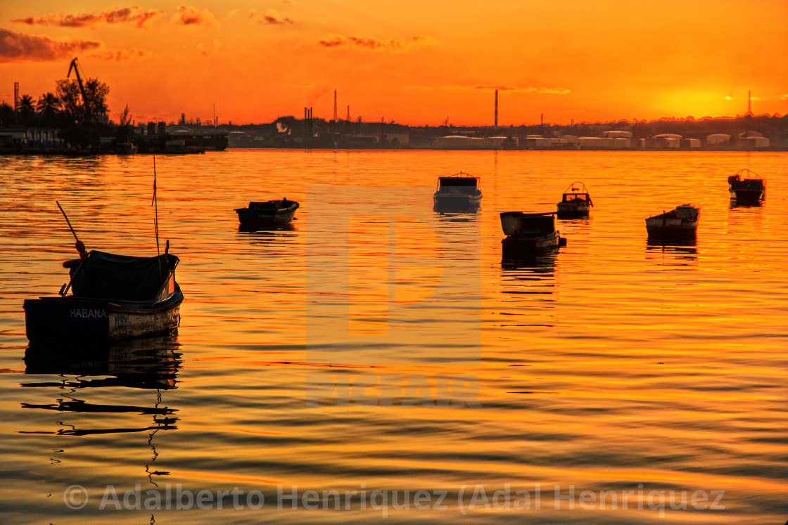 "Sunrise at the Havana Port" stock image