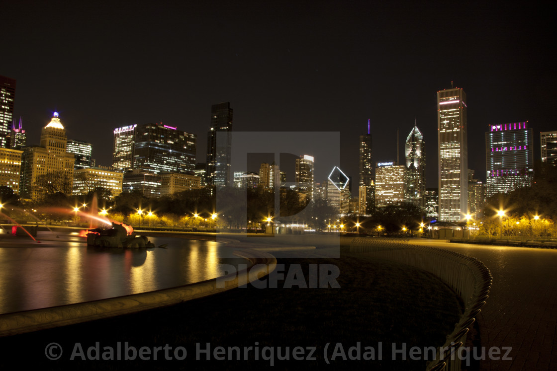 "Chicago at Night" stock image