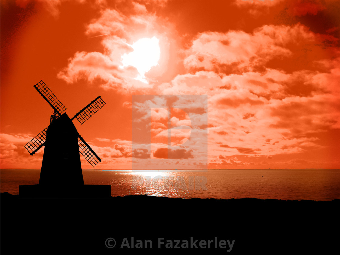 "Lytham Windmill at sunset" stock image