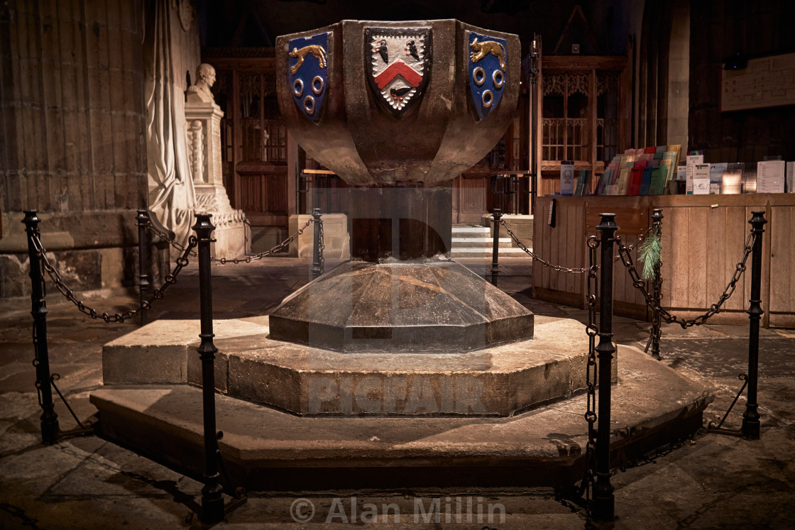 "Font - St. Nicholas Cathedral - Newcastle upon Tyne - England" stock image