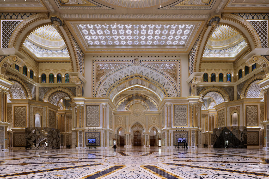 "Main hall - Qasr Al Watan [Palace of the Nation] - Abu Dhabi - UAE" stock image